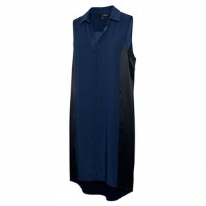 Anna Catherine ColorBlock Navy Blue Sz Medium Silk Midi Dress Church Office Work
